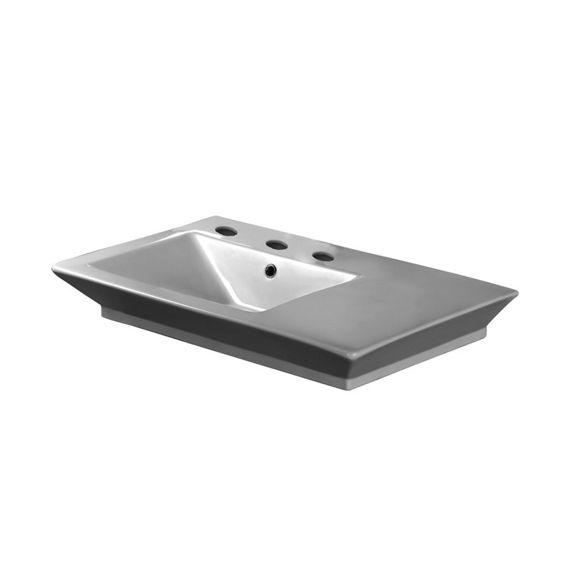 Lavabo de salle de bain vasque rectangulaire avec trop-plein Opulence, Centres de 8 po