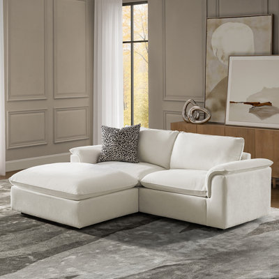Cioffi 88"W Oversized 3 Piece Down Blend Modular Cloud Sleeper Sofa with Removable Cushion Cover