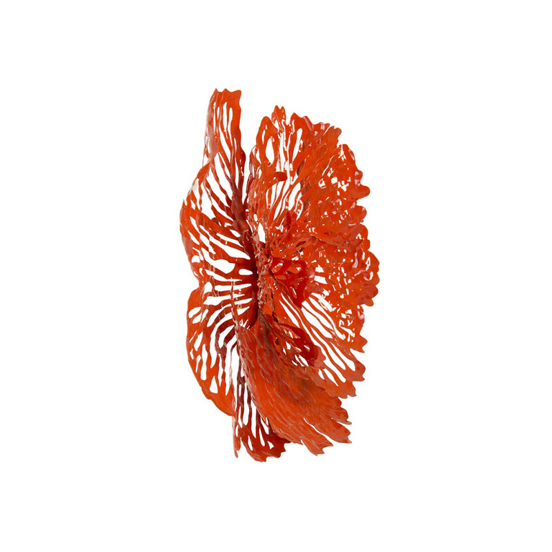 Large Coral Metal Flower Wall Sculpture