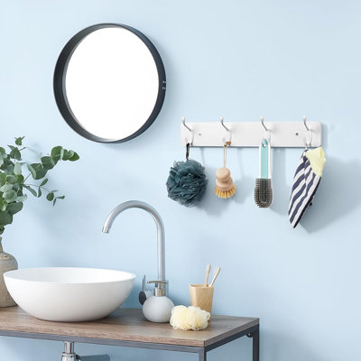 Portemanteaux mural robuste blanc avec crochets doubles pour vestes, chapeaux, sacs et accessoires
