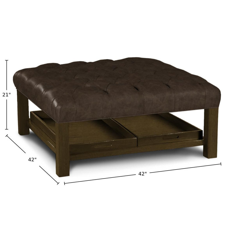 Repose-pieds rembourré Nixxon, Cuir véritable brun