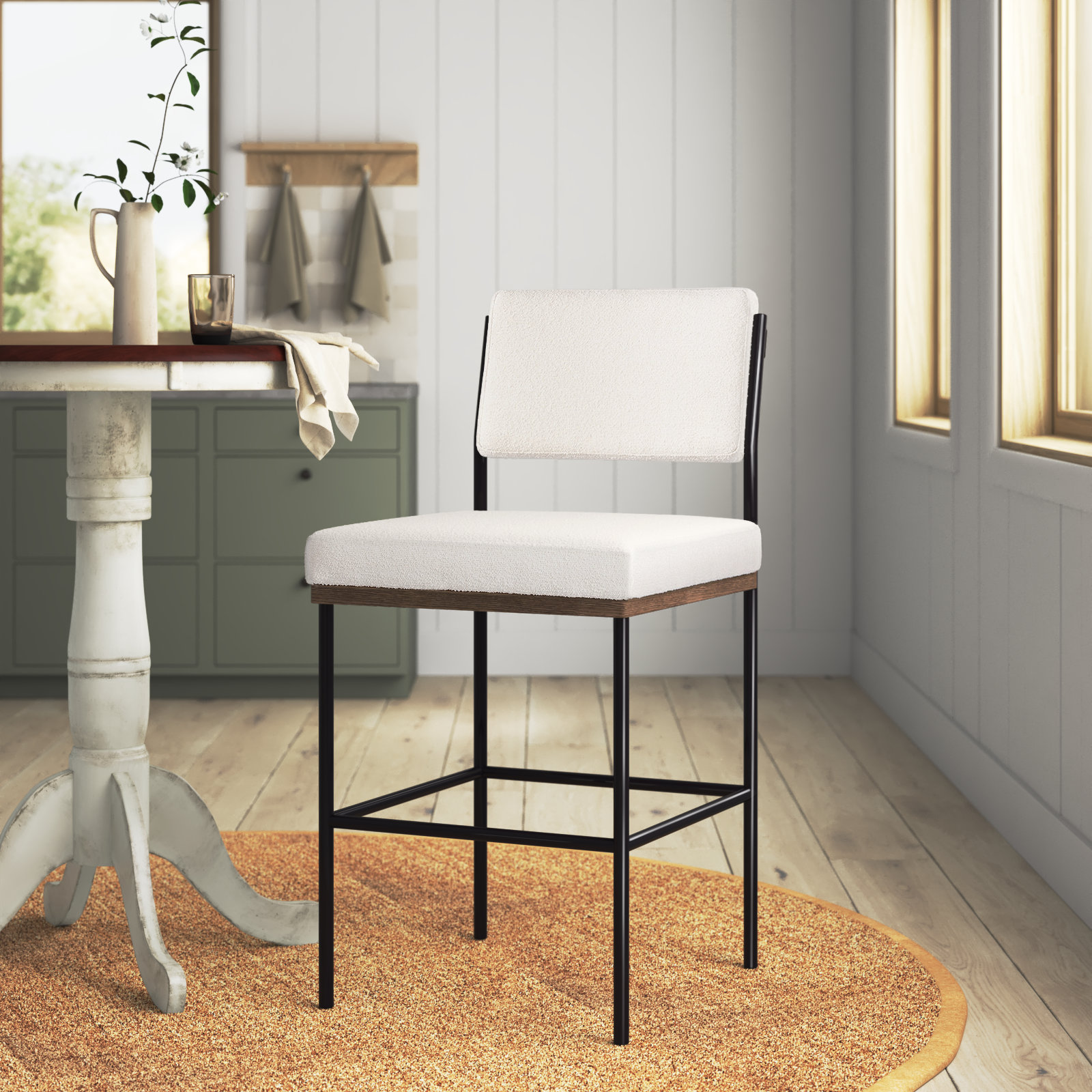 Popovich Bar Stool, Fayette Cloud/Polyester Blend, Bar Stool (30.3" Seat Height)