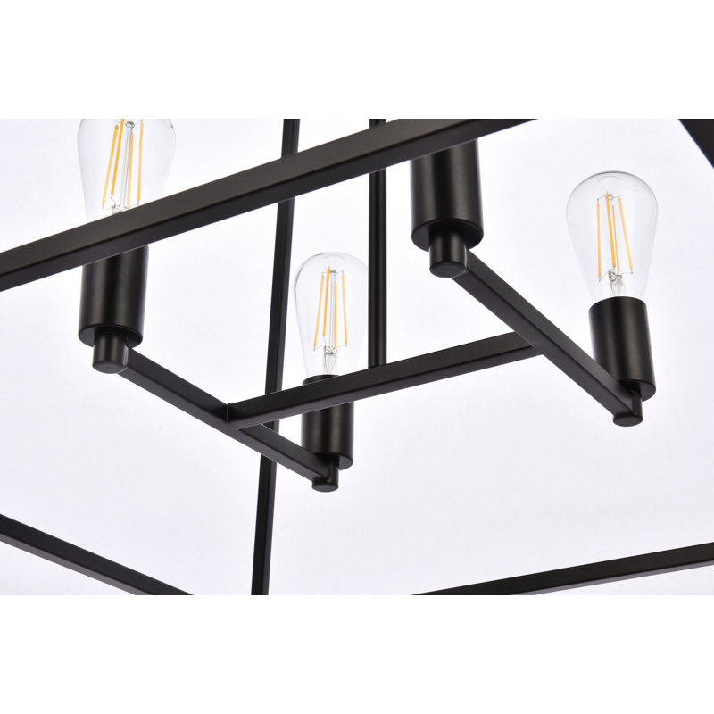 Lustre linéaire à 4 lumières Gloriajean, Noir, H 18,7 po x l 24 po x P 24 po