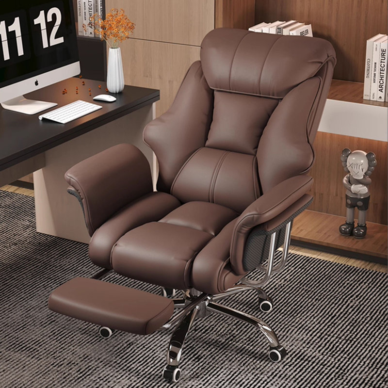 45.28"H Brown Premium Business Executive Chair, Reclinable High-Back Office Chair, Ergonomic Waist & Lumbar Support, Comfort Pressure Relief for All-Day Sitting, Multipurpose Single Seat for Office, Home Study & Daily Work