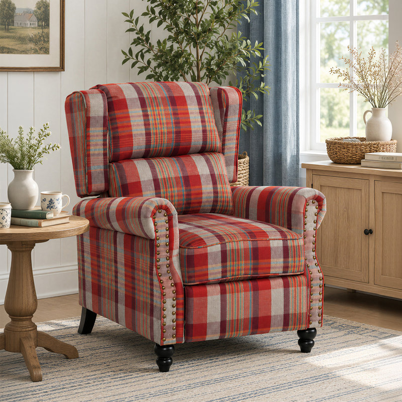 87.5cm Wide Glider Standard Recliner, Red Linen