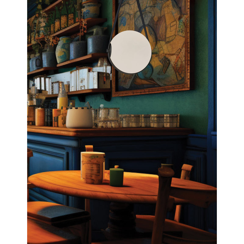 Luminaire suspendu Persis - 12 W - Verre opale blanc, Noir mat