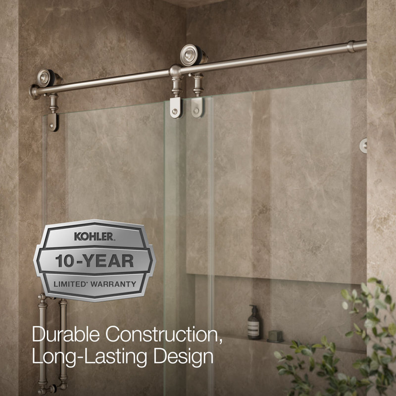 Artifacts 80-7/8 In. H Sliding Shower Door With 3/8 In.-Thick Glass, Brushed Nickel