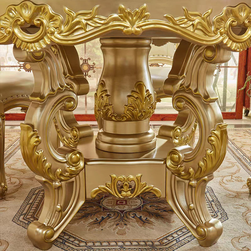 Vintage Luxury Round Marble Dining Table, 30.7"H x 59"L x 59"W