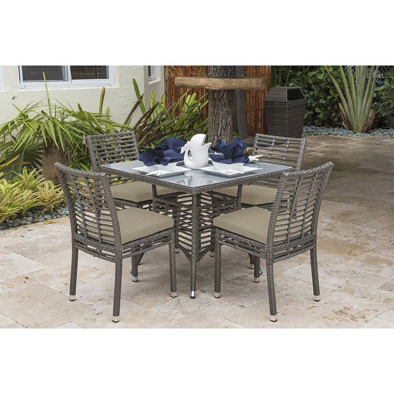 Square 4 - Person Outdoor Dining Set, Canvas Canvas Sunbrella® Canvas