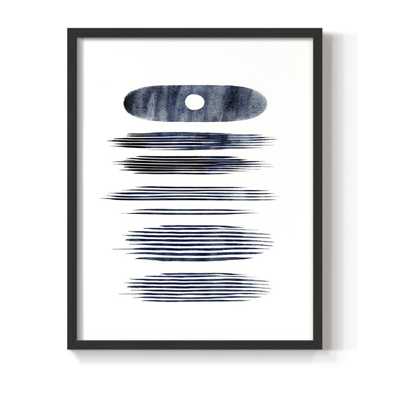 Abstrait, imprimé encadré - prêt à accrocher -, H 10 po x l 8 po, Noir