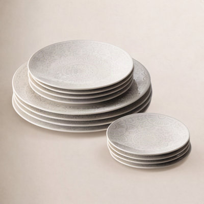 Fortessa Havana Porcelain, 12 Piece Dinnerware Set (Service for 4), Blue
