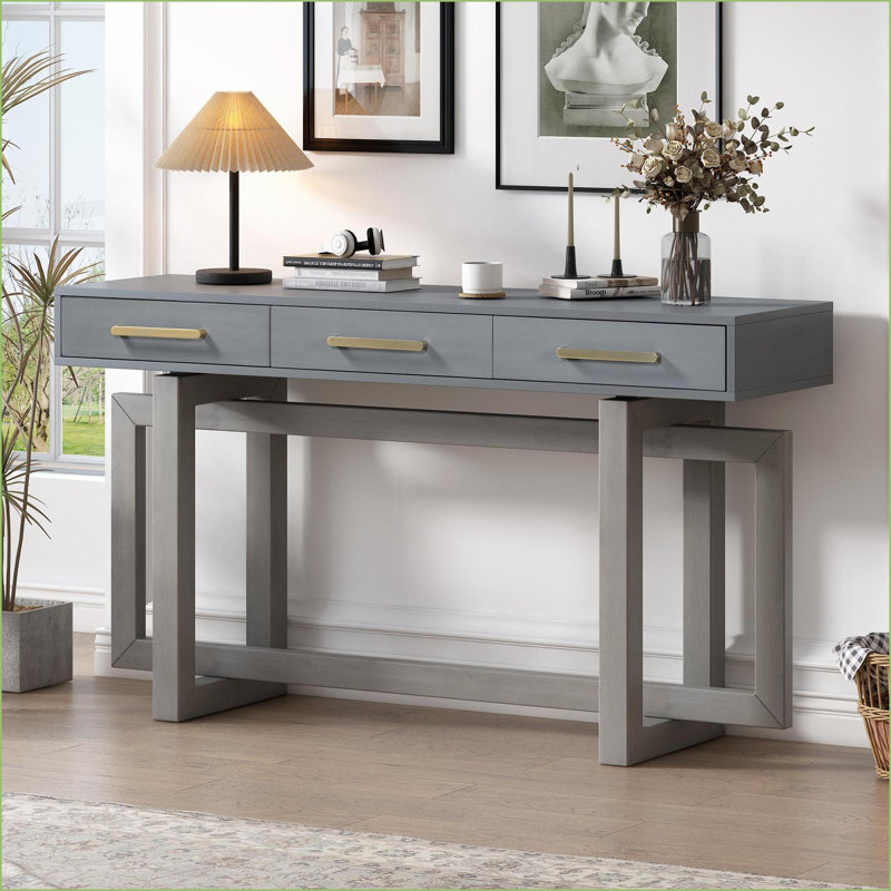 Table basse en panneau de fibres à densité moyenne avec 3 tiroirs - minimaliste moderne pour vestibule / salon, étable Facile à assembler