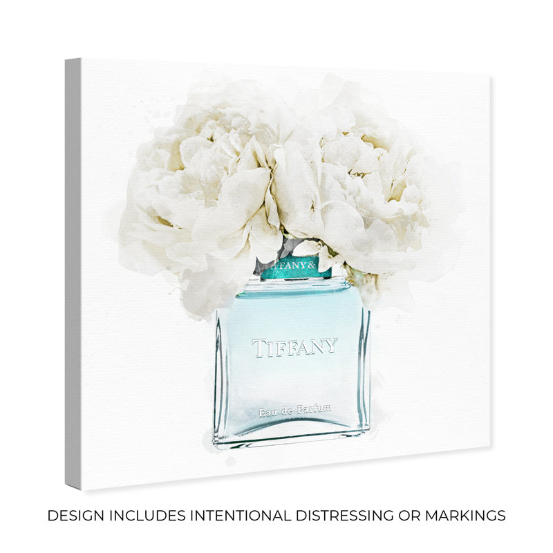«Dawn Morning Bouquet Aquamarine Perfume», impression sur toile, H 12 po x l 12 po, Toile tendue, Sans cadre
