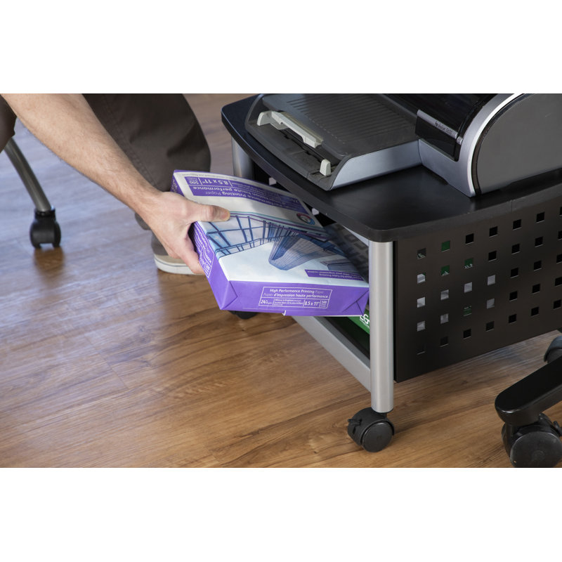 Scoot Black and Silver Steel Mobile Printer Stand