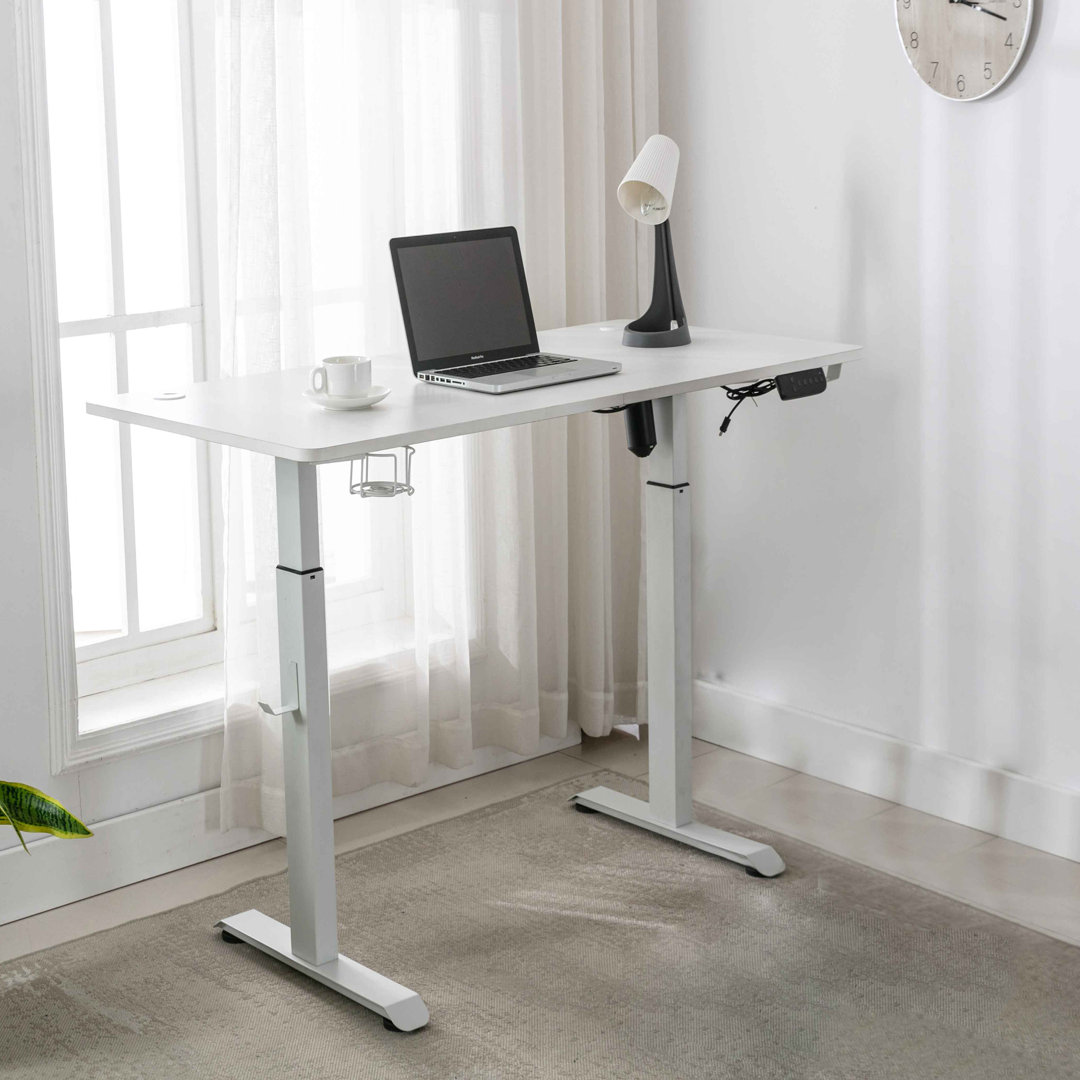 Height-Adjustable Desk, 120 X 60 Cm, Height Adjustable, Electric Ergonomic Standing Seat, Table, Computer Desk With Memo...