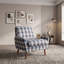 Fauteuil d'appoint rembourré avec accoudoirs arrondis et pieds en bois-317260742