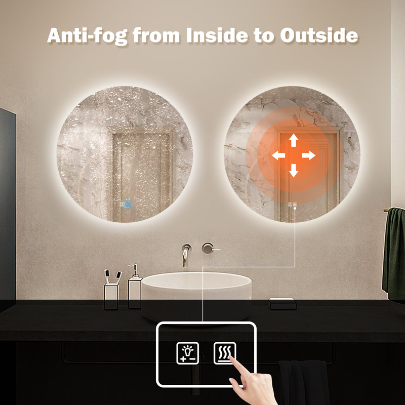 Miroir de salle de bain Naliyah, 28 po x 28 po