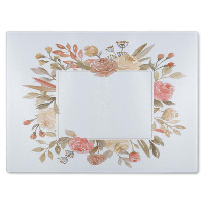 Flower Border Glass Chopping Board