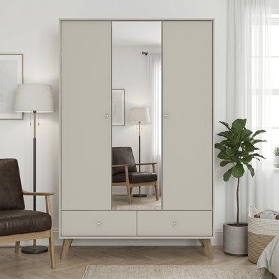 3 Door 2 Drawer Wardrobe With Mirror
