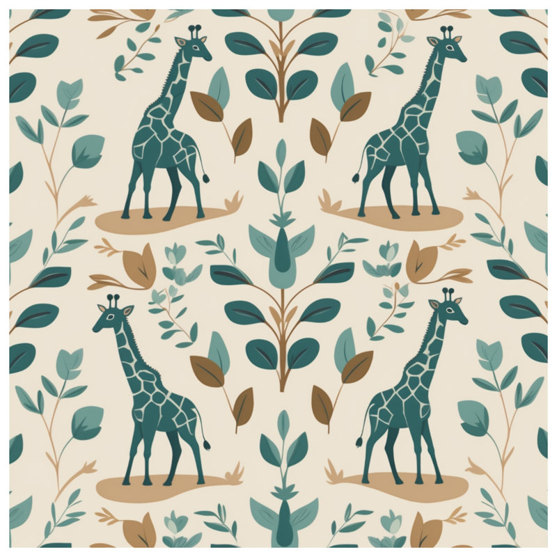 Tapisserie murale girafe à motif de feuilles - Décoration murale girafe, H 50 po x l 60 po avec 4 œillets
