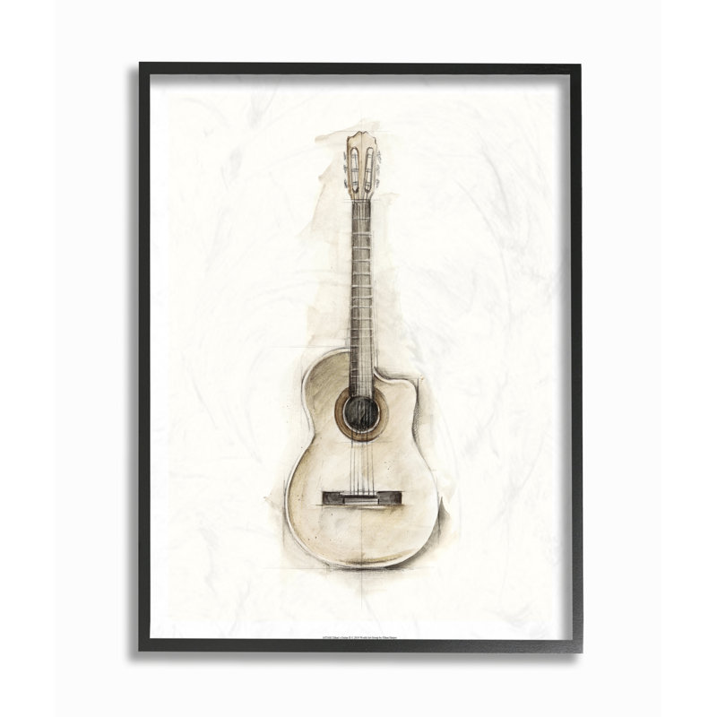«Acoustique guitare», impression, H 16 po x l 20 po x P 1,5 po, Giclée encadrée noir minuit