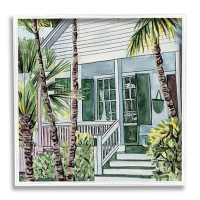 «Tropical Beach Cottage», art de la giclée encadrée par Melissa Wang
