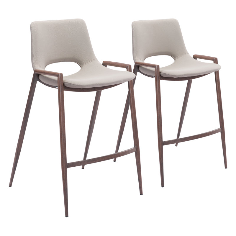 Upholstered Counter Stool, Beige, Counter Stool (25.6” Seat Height)