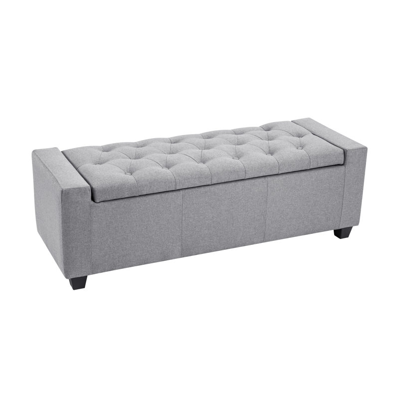 Addelina Fabric Upholstered Storage Bench, Grey