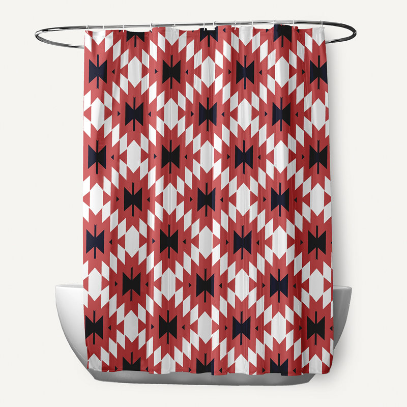 Musser Geometric Shower Curtain, Coral