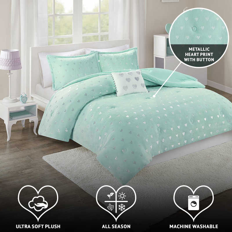 Rosalie Metallic Printed Plush Comforter Set