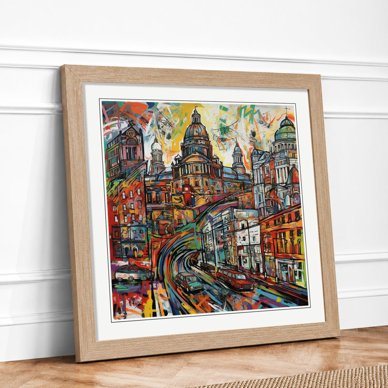 City Of Belfast Expressionism - Framed Print, Oak