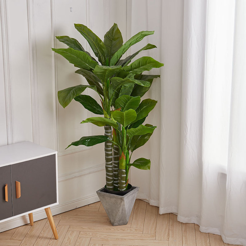 Artificial Tropical Plant with Plastic Flowerpot Home and Office Plant Decoration, 190cm H x 15cm W x 32cm D