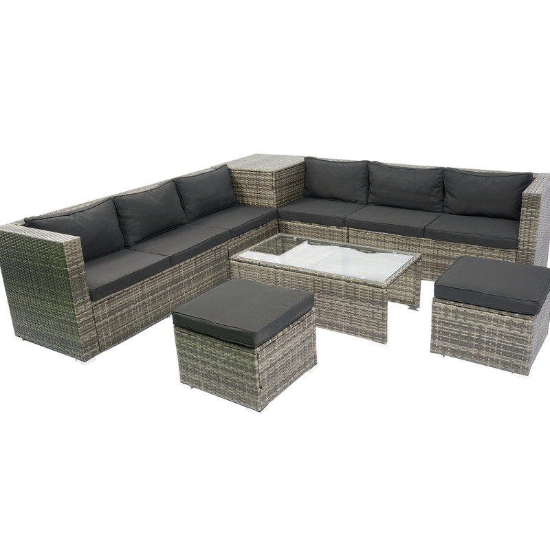 Alvarie 92.13'' Wide L-Shaped Patio Sectional Set with Cushions