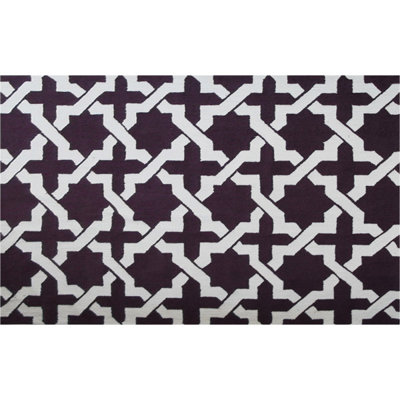 Tapis décoratif à motif géométrique noir et blanc crochetés à la main vallon