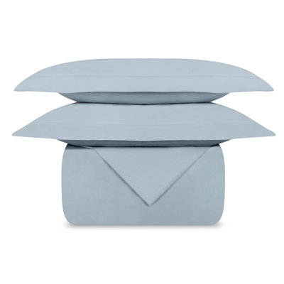 Delara GOTS Certified 100% Organic Cotton Percale Duvet Cover Set - 400 Thread Count, Smooth & Breathable