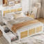 Structure de lit en rotin avec tête de lit, lit plateforme avec 4 tiroirs Boho Cane-2033928116-2033928118-2019095229