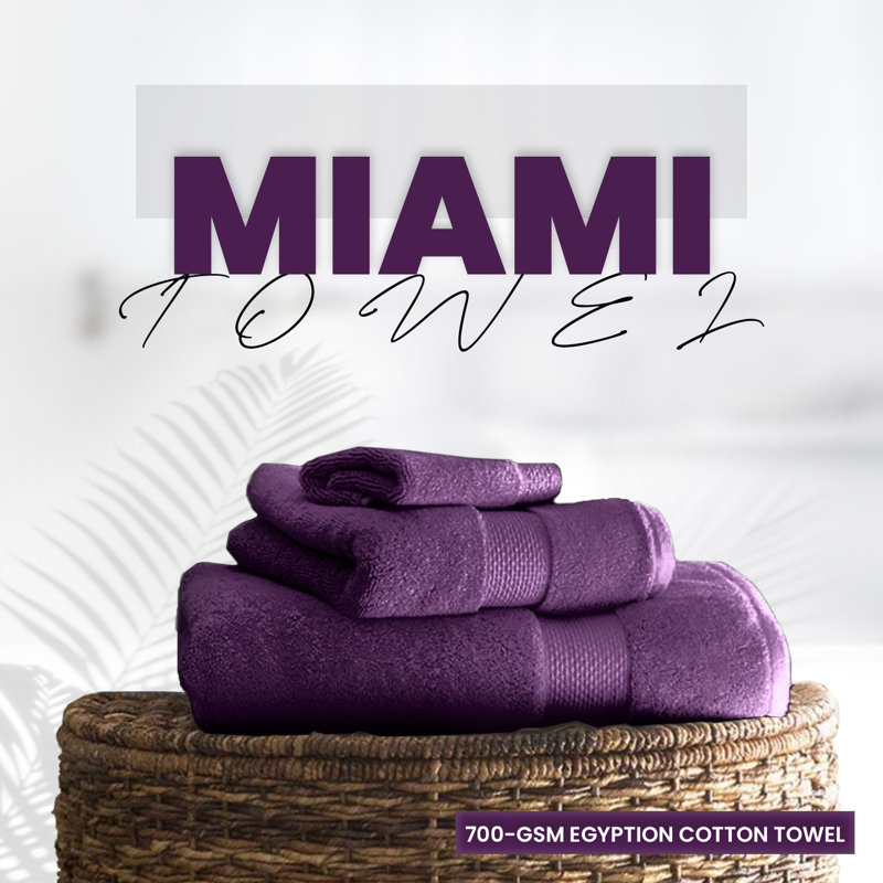 Miami 2 Piece Bath Sheet Same-Size Bale, Purple, Jumbo Bath Sheet - 2 Pack