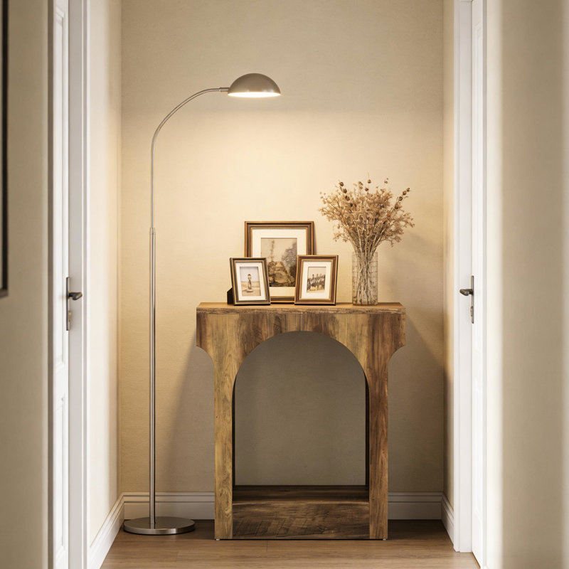 Table de bout Mid-Century moderne à 2 arches en bois, brun rustique, de qualité E1, à gratter et à eau, installation simple pour la chambre à coucher ou le salon