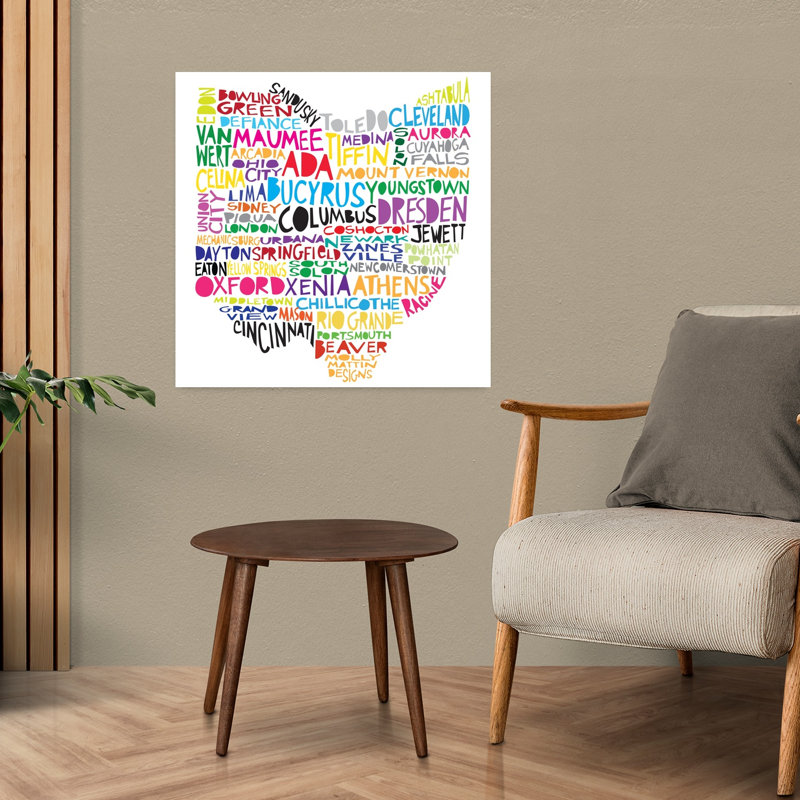 Ohio Map Contemporary Art, 24" H x 24" W