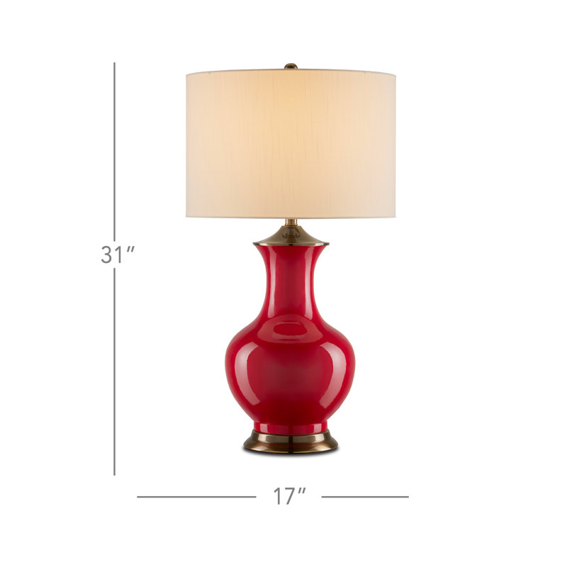 Lampe de table rouge Lilou, Rouge / laiton antique