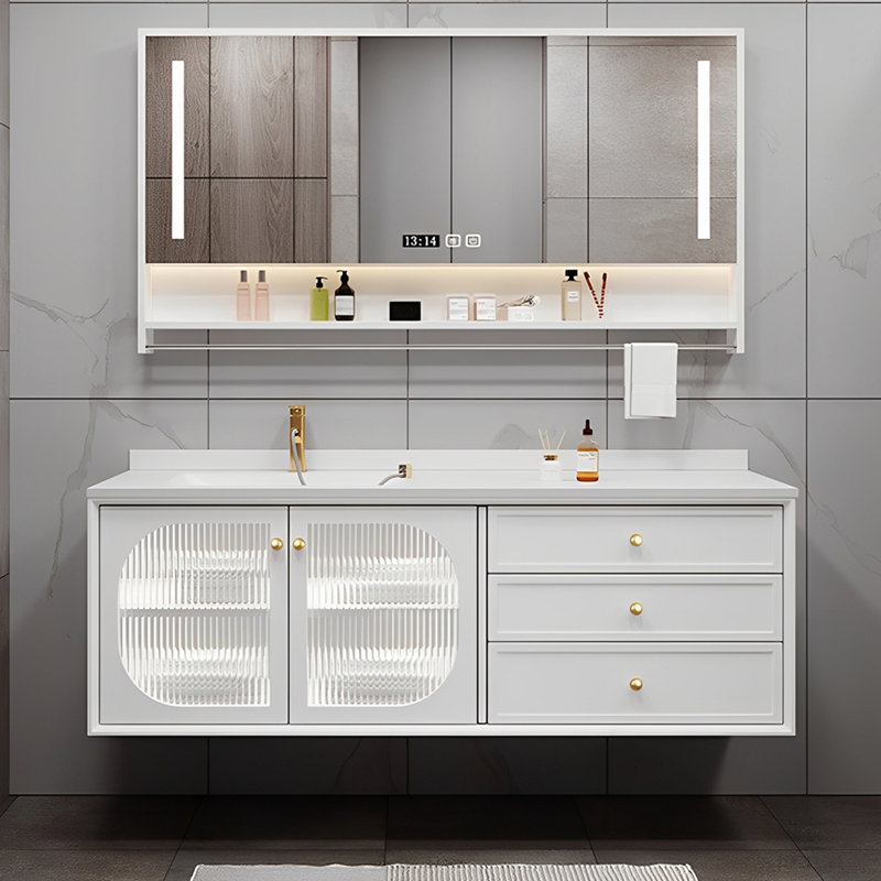French style modern simple bathroom cabinet, White, 51"