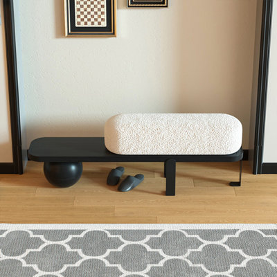 White+Black Upholstered Bench