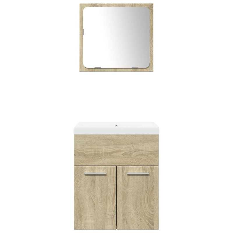 22-2 Glass Bathroom Storage Furniture Set, Sonoma oak