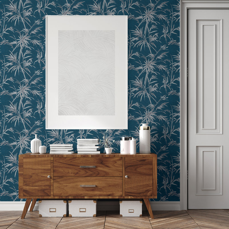 Rouleau de papier peint L 33 pi x l 21 po Tamara, Bleu / blanc