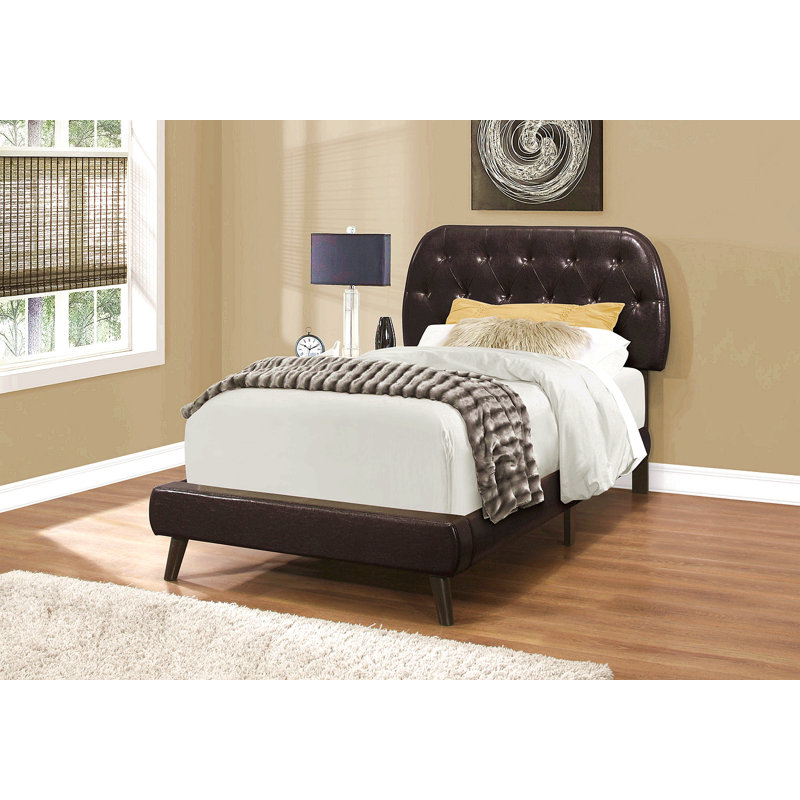 Bed, Twin Size, Teen, Upholstered, Twin, Brown