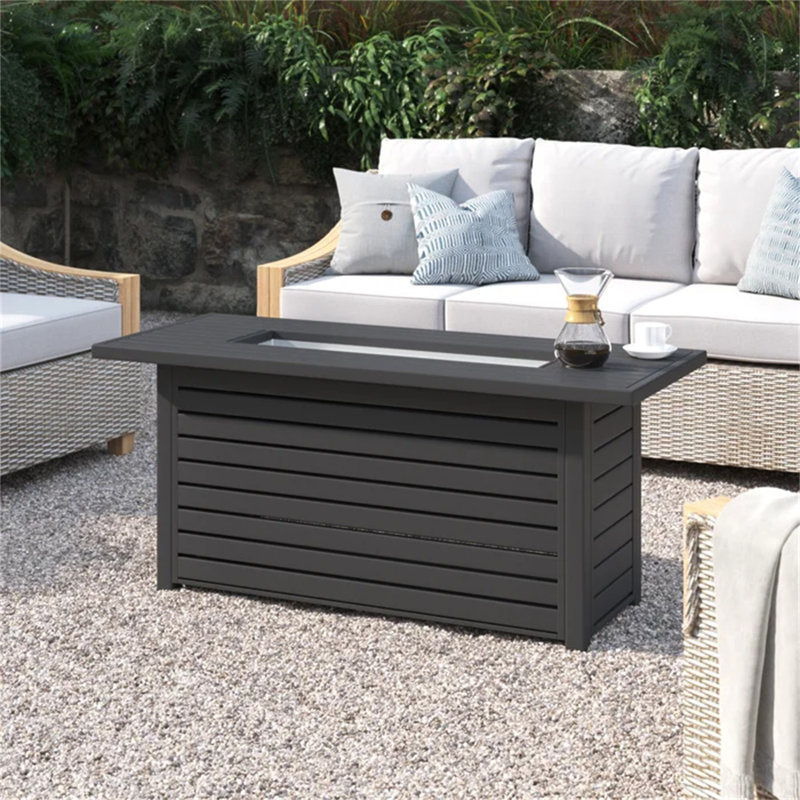 Table de foyer d'extérieur en acier 24 po x l 54 po avec couvercle