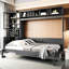 Grand lit avec, tablettes, gris, confortable et peu encombrant, appartement de couleur grise, appartement multifonctionnel