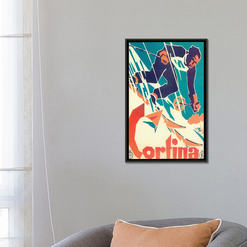 «Skiing V», impression sur toile, H 26 po x l 18 po x P 1,5 po, Toile avec cadre noir, Pas de tapis