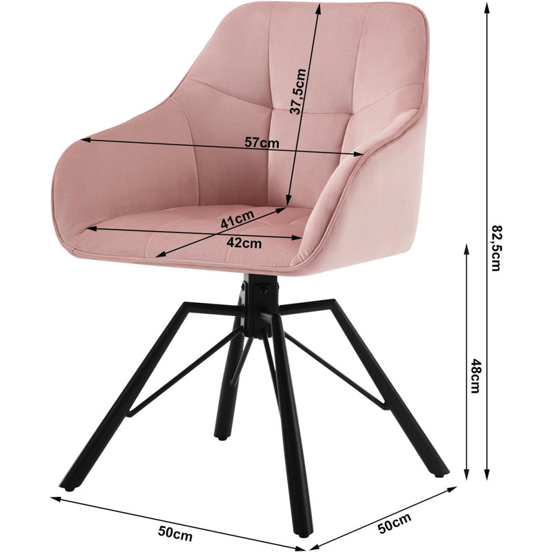 Alliene 48cm H Velvet Upholstered Armchair, 1, Pink