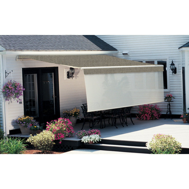 Motorpro SunSetter Platinum Plus PRO Retractable Patio Awning with Sunbrella Fabric, Left, Silica Sesame